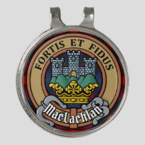 Clan MacLachlan Crest over Tartan Golf Hat Clip
