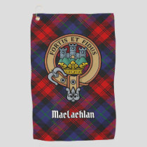 Clan MacLachlan Crest over Tartan Golf Towel
