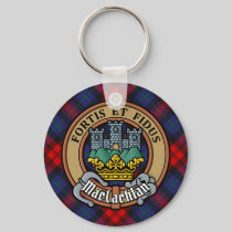 Clan MacLachlan Crest over Tartan Keychain