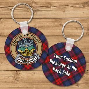 Clan MacLachlan Crest over Tartan Keychain