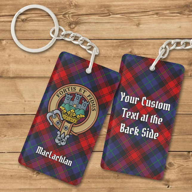 Clan MacLachlan Crest over Tartan Keychain (Creator Uploaded)