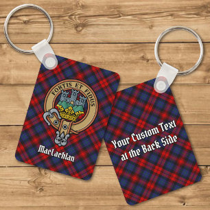 Clan MacLachlan Crest over Tartan Keychain