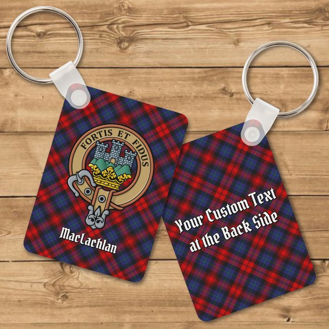 Clan MacLachlan Crest over Tartan Keychain (Creator Uploaded)