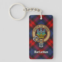 Clan MacLachlan Crest over Tartan Keychain