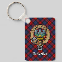 Clan MacLachlan Crest over Tartan Keychain