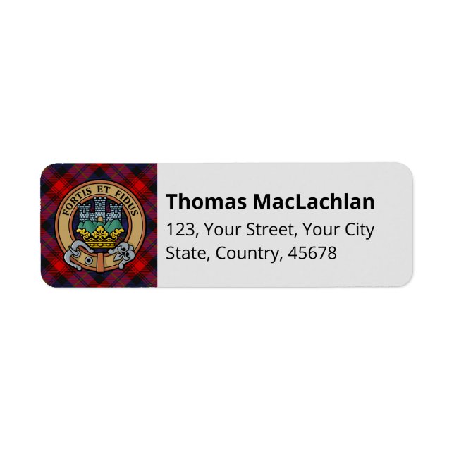 Clan MacLachlan Crest over Tartan Label (Front)