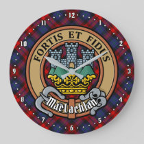 Clan MacLachlan Crest over Tartan Large Clock