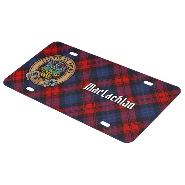 Clan MacLachlan Crest over Tartan License Plate (Side)