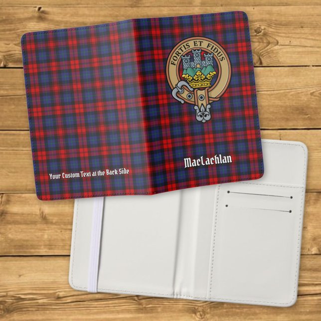 Clan MacLachlan Crest over Tartan Passport Holder (Creator Uploaded)