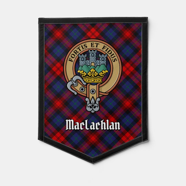 Clan MacLachlan Crest over Tartan Pennant (Front)