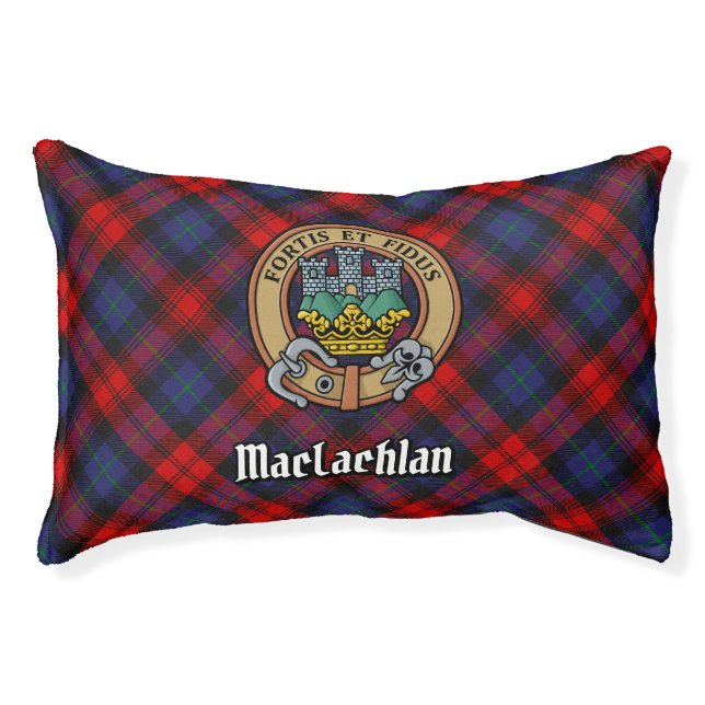 Clan MacLachlan Crest over Tartan Pet Bed (Front)