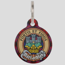 Clan MacLachlan Crest over Tartan Pet ID Tag