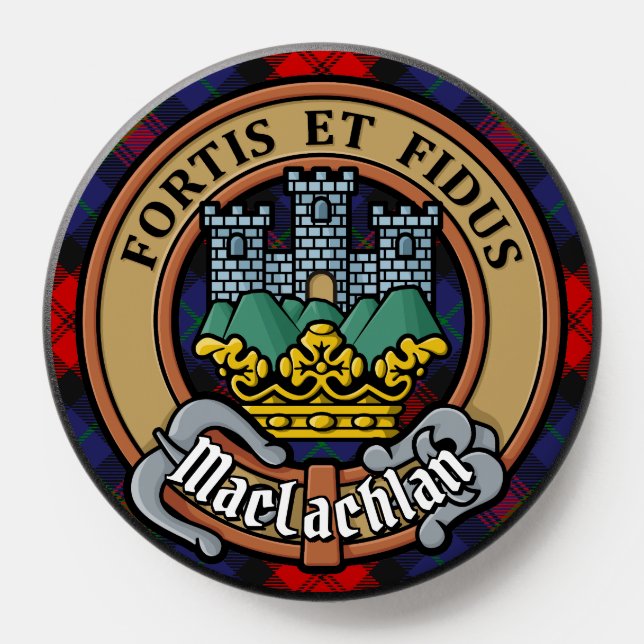 Clan MacLachlan Crest over Tartan PopSocket (Popsocket)