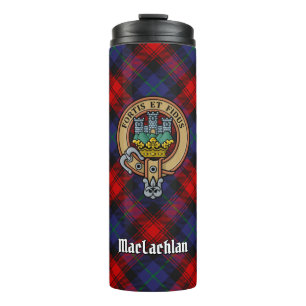 Clan MacLachlan Crest over Tartan Thermal Tumbler