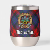 Clan MacLachlan Crest over Tartan Thermal Wine Tumbler