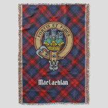 Clan MacLachlan Crest over Tartan Throw Blanket