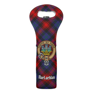 Clan MacLachlan Crest over Tartan Wine Bag