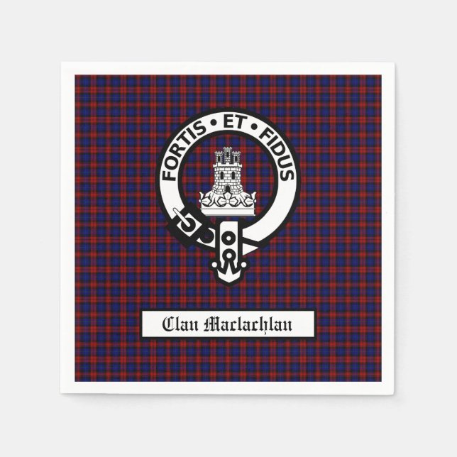Clan Maclachlan Crest & Tartan Customizable Napkins (Front)