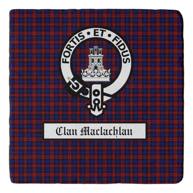 Clan Maclachlan Crest & Tartan Customizable Trivet (Front)
