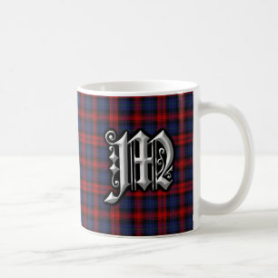 Clan MacLachlan Letter M Monogram Red Blue Tartan Coffee Mug