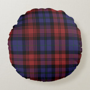 Clan MacLachlan Plaid Red Purple Check Tartan Round Pillow