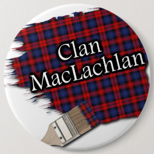 Clan MacLachlan Tartan Paint Brush Pinback Button