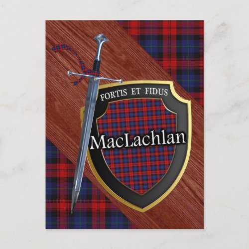 Clan MacLachlan Tartan Sword  Shield Postcard