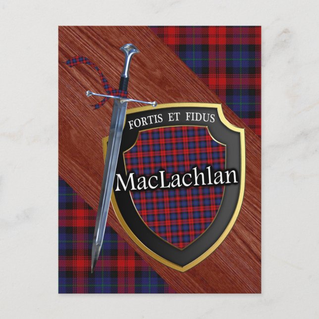 Clan MacLachlan Tartan Sword & Shield Postcard (Front)
