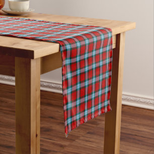 Clan MacLaine Bright Red and Sky Blue Tartan Short Table Runner