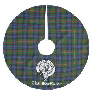 Clan MacLaren Crest Badge & Tartan Customizable Brushed Polyester Tree Skirt