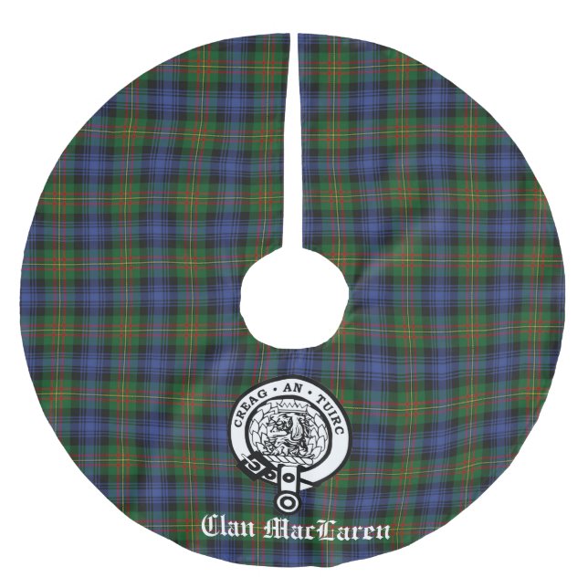 Clan MacLaren Crest Badge & Tartan Customizable  Brushed Polyester Tree Skirt (Front)