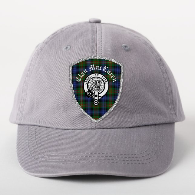Clan MacLaren Crest Badge & Tartan  Iron On Patch (On Headwear)