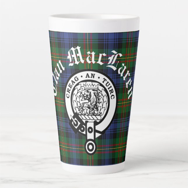 Clan MacLaren Crest Badge & Tartan   Latte Mug (Front)