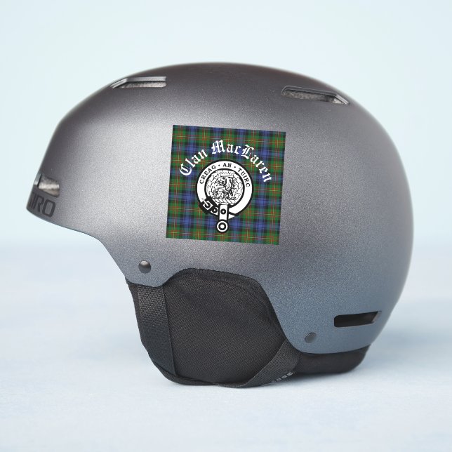 Clan MacLaren Crest Badge & Tartan  Sticker (Helmet Side)