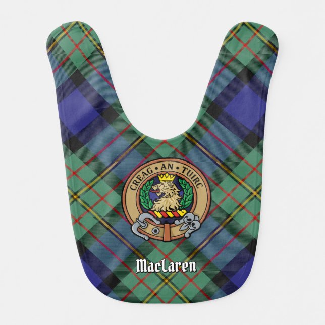 Clan MacLaren Crest over Tartan Baby Bib (Front)