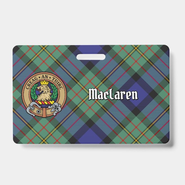 Clan MacLaren Crest over Tartan Badge (Front)