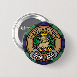 Clan MacLaren Crest over Tartan Button