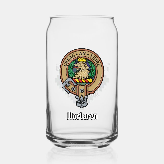 Clan MacLaren Crest over Tartan Can Glass (Front)