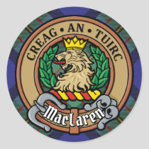 Clan MacLaren Crest over Tartan Classic Round Sticker