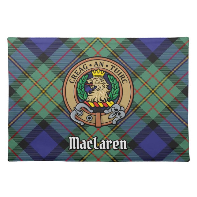 Clan MacLaren Crest over Tartan Cloth Placemat (Front)