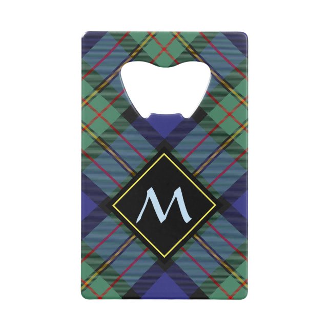 Clan MacLaren Crest over Tartan Credit Card Bottle Opener (Front)