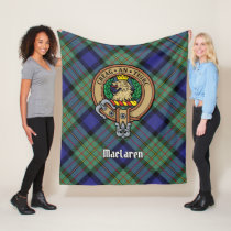 Clan MacLaren Crest over Tartan Fleece Blanket