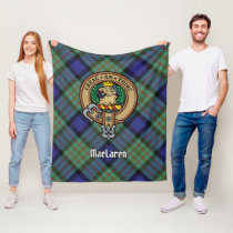 Clan MacLaren Crest over Tartan Fleece Blanket