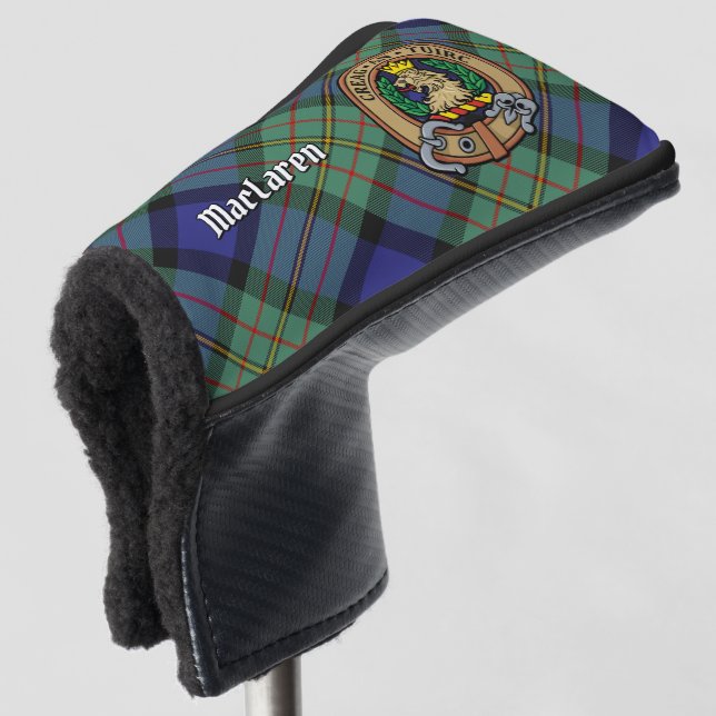 Clan MacLaren Crest over Tartan Golf Head Cover (3/4 Front)