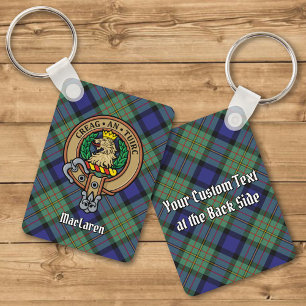 Clan MacLaren Crest over Tartan Keychain