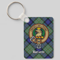 Clan MacLaren Crest over Tartan Keychain