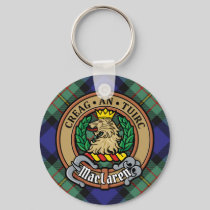 Clan MacLaren Crest over Tartan Keychain