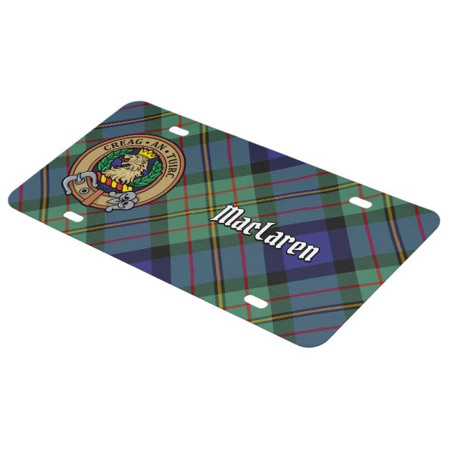 Clan MacLaren Crest over Tartan License Plate (Side)