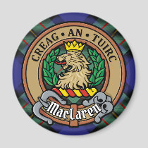 Clan MacLaren Crest over Tartan Magnet