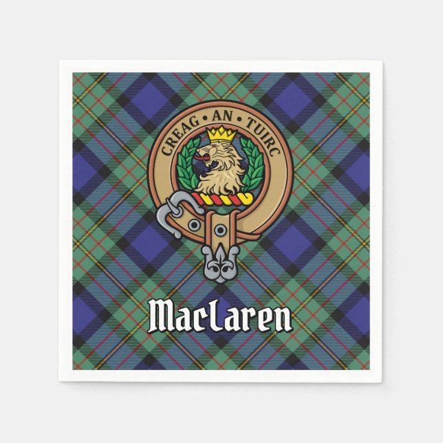 Clan MacLaren Crest over Tartan Napkins (Front)